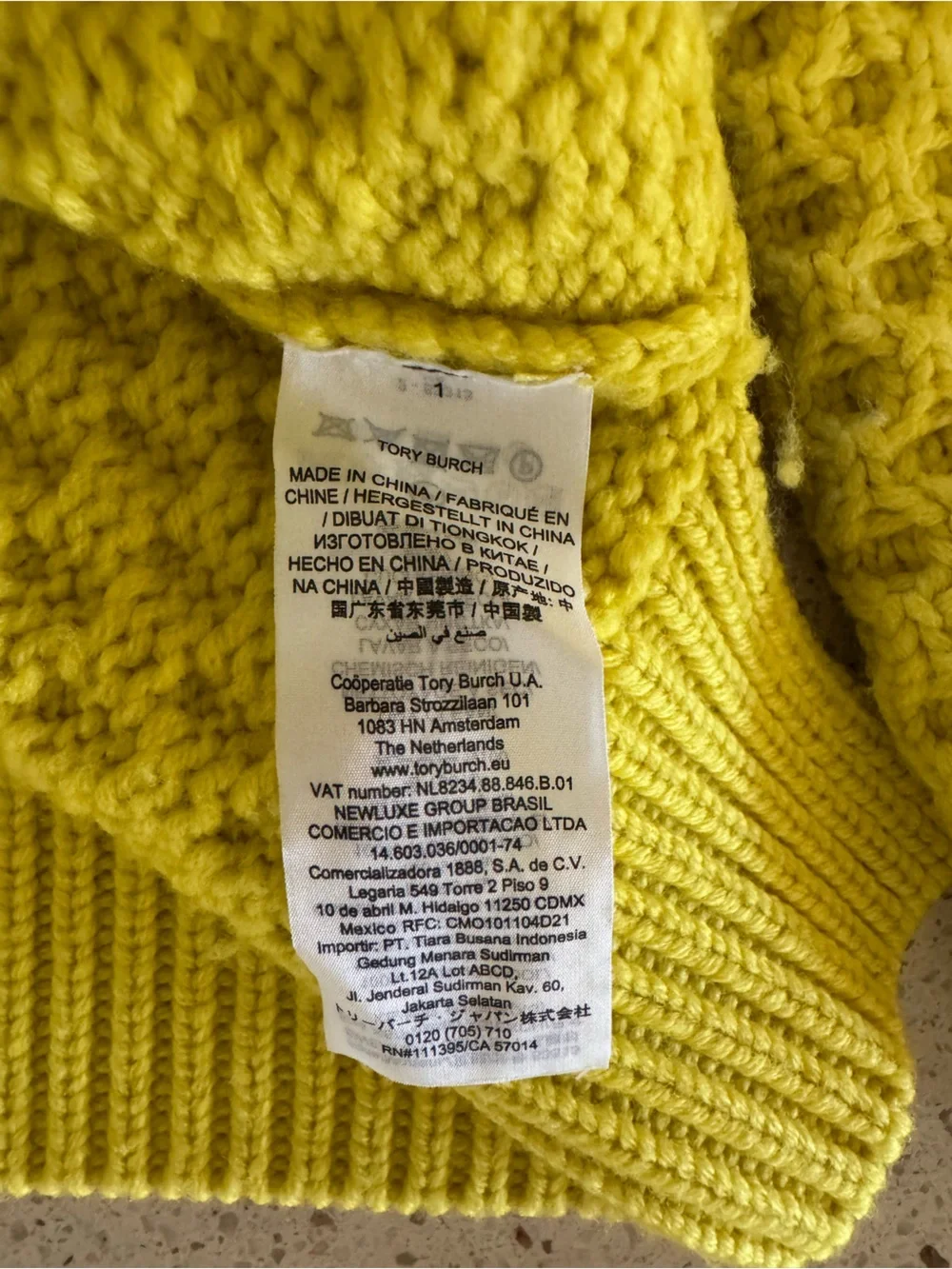 Tory Burch Honeycomb Knit Crewneck Sweater in Yellow